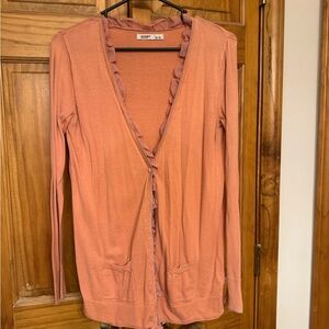 Old Navy Ruffle-Trim Open Cardigan in Peach